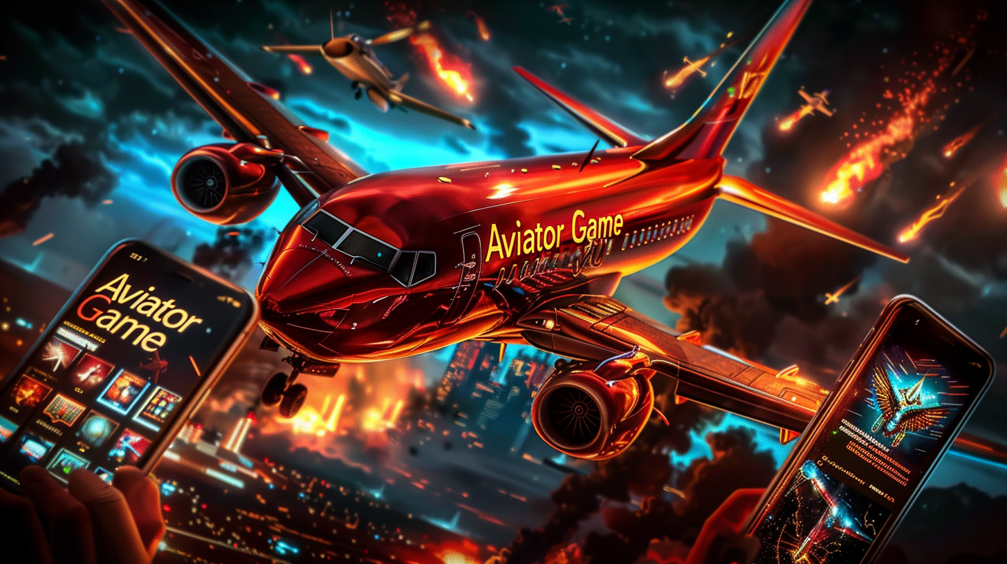 A red jet flying over a city in EG333 Aviator, showing the game’s thrill.
